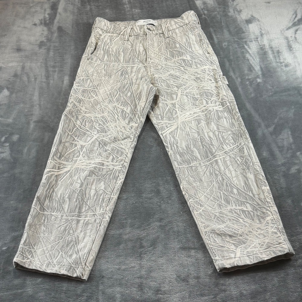 Hollister Baggy Carpenter Pants Womens Size 28 Grey White Abstract Camo Utility